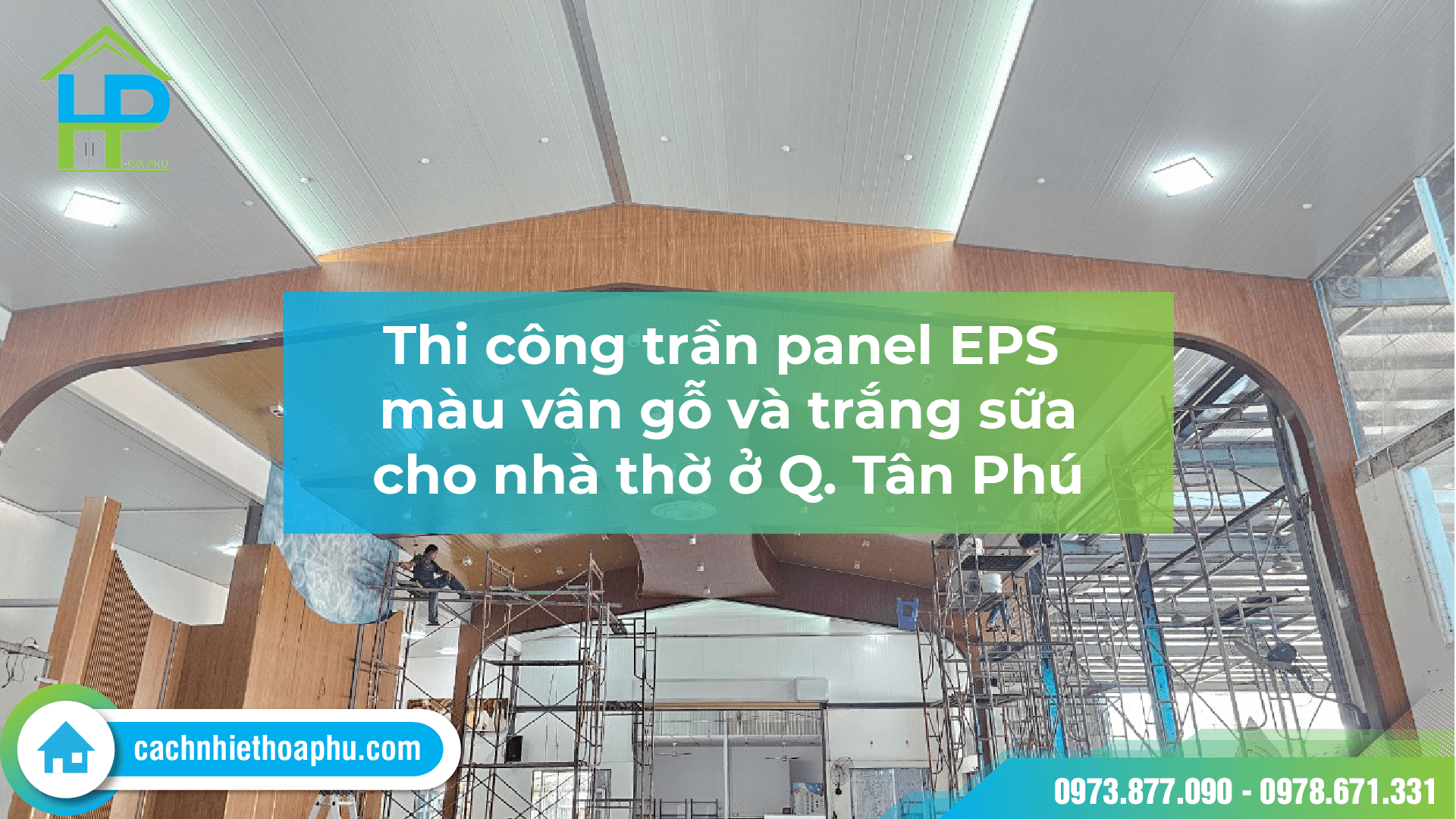 thi công trần panel eps màu vân gỗ