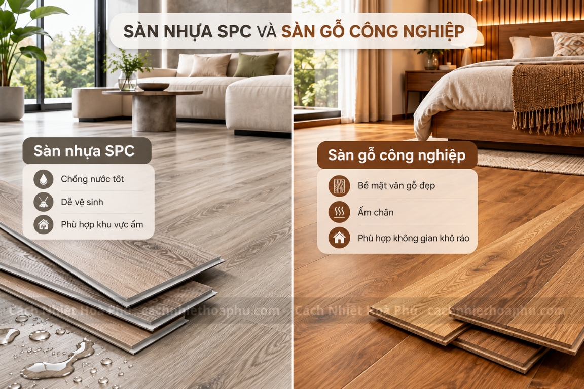 Sàn nhựa SPC và sàn gỗ công nghiệp