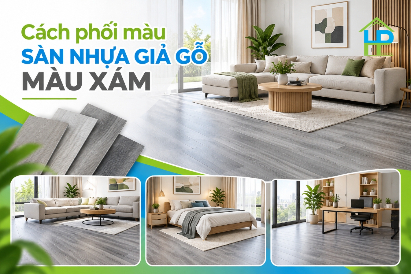 Cách Phối Màu Sàn Nhựa Giả Gỗ Màu Xám
